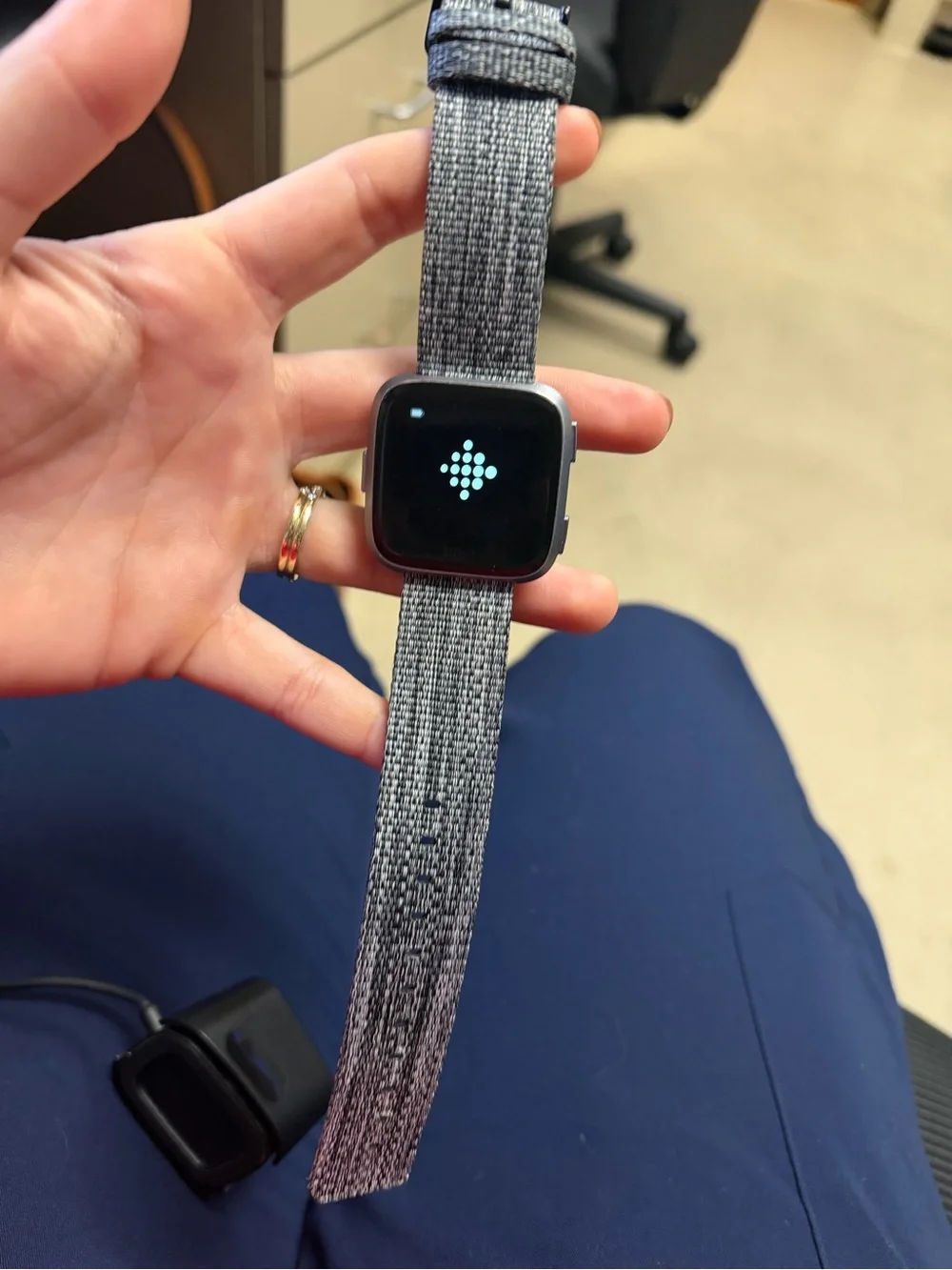 Fitbit Versa Special Edition Smartwatch with Heather Gray Woven Band